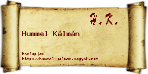 Hummel Kálmán névjegykártya